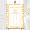 White & Orange Swirl Deco Personalised Wedding Seating Table Plan