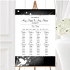 Black With White Doves Personalised Wedding Seating Table Plan