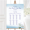 White Blue Lily Flower Personalised Wedding Seating Table Plan