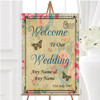 Blue Floral Vintage Paris Shabby Chic Postcard Personalised Welcome Wedding Sign