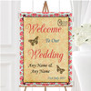 Pink Floral Vintage Paris Shabby Chic Postcard Personalised Welcome Wedding Sign