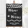 Chalk Style and Lights Watercolour Personalised Any Wording Welcome Wedding Sign