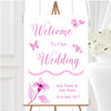 Beautiful Dusty Rose Pink Watercolour Flowers Personalised Welcome Wedding Sign