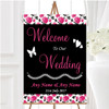 Beautiful Pink Black And White Floral Vintage Personalised Welcome Wedding Sign