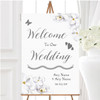 Stunning White Watercolour Magnolias Personalised Any Text Welcome Wedding Sign