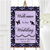 Lilac Purple Black Damask Diamond Personalised Any Wording Welcome Wedding Sign