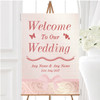 Pretty Pale Coral Pink Damask Bow Personalised Any Wording Welcome Wedding Sign