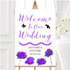 Stunning Watercolour Poppies Purple Personalised Any Text Welcome Wedding Sign