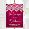 Berry Pink Old Paper Lace Effect Personalised Any Wording Welcome Wedding Sign