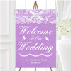 Vintage Lilac Purple Burlap Lace Personalised Any Wording Welcome Wedding Sign
