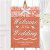 Vintage Coral Burlap Lace Personalised Any Wording Welcome To Our Wedding Sign