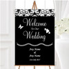 Floral Black White Damask Personalised Any Wording Welcome To Our Wedding Sign