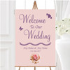 Pink Lilac Flower In Hand Personalised Any Wording Welcome To Our Wedding Sign