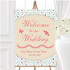 Light Blue And Red Roses Shabby Chic Chintz Personalised Welcome Wedding Sign