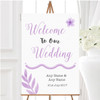 Watercolour Subtle Lilac Personalised Any Wording Welcome To Our Wedding Sign