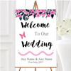 Watercolour Black Dusty Pink Floral Header Personalised Welcome Wedding Sign