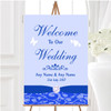 Cobalt Blue Vintage Floral Damask Diamante Personalised Welcome Wedding Sign