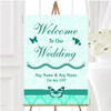 Mint Green Vintage Floral Damask Butterfly Personalised Welcome Wedding Sign