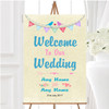 Vintage Shabby Chic Love Birds And Bunting Personalised Welcome Wedding Sign