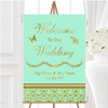 Mint Green Gold Vintage Damask Personalised Any Wording Welcome Wedding Sign