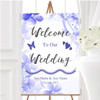Blue Watercolour Floral Personalised Any Wording Welcome To Our Wedding Sign