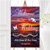 Beautiful Purple Sunset Beach Personalised Any Wording Welcome Wedding Sign