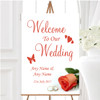 Orange Coral Peach Rose Rings Personalised Any Wording Welcome Wedding Sign