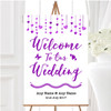 Purple Watercolour Heart Drop Personalised Any Wording Welcome Wedding Sign