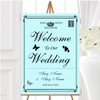 Vintage Telegram Elegant Aqua Personalised Any Wording Welcome Wedding Sign