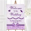 Pretty Floral Vintage Bow Diamante Lilac Personalised Welcome Wedding Sign