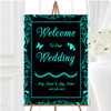 Black Aqua Swirl Deco Personalised Any Wording Welcome To Our Wedding Sign