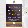 Purple Satin And Gold Personalised Any Wording Welcome To Our Wedding Sign