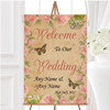 Pink Rose Vintage Shabby Chic Postcard Personalised Welcome Wedding Sign