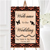Coral Black Damask Diamond Personalised Any Wording Welcome Wedding Sign