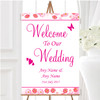 Pink Flowers Pretty Personalised Any Wording Welcome To Our Wedding Sign