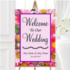 Pretty Pink Flowers Personalised Any Wording Welcome To Our Wedding Sign