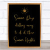 Black & Gold Grease Summer Nights Song Lyric Quote Print