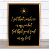 Black & Gold Can't Stop The Feeling Justin Timberlake Song Lyric Quote Print
