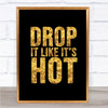 Black & Gold Drop It Like Its Hot Song Lyric Quote Print