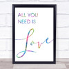 Rainbow Beatles All You Need Is Love Song Lyric Quote Print