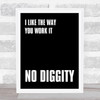 Black I Like The Way You Work It No Diggity Song Lyric Quote Print