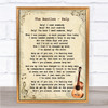 The Beatles Help Song Lyric Vintage Quote Print