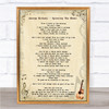 George Michael Spinning The Wheel Vintage Guitar Song Lyric Quote Print