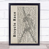 Queen Bicycle Race Freddie Mercury Silhouette Song Lyric Quote Print