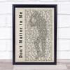 Michael Jackson Don't Matter to Me Shadow Song Lyric Quote Print