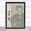 Elvis Presley My Boy Face Shadow Song Lyric Quote Print