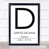 Dar Es Salaam Tanzania Coordinates Travel Print