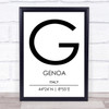 Genoa Italy Coordinates World City Travel Print