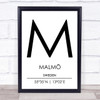 Malmo Sweden Coordinates World City Travel Print Malmo Sweden Coordinates World City Travel Print
