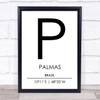 Palmas Brazil Coordinates World City Travel Print